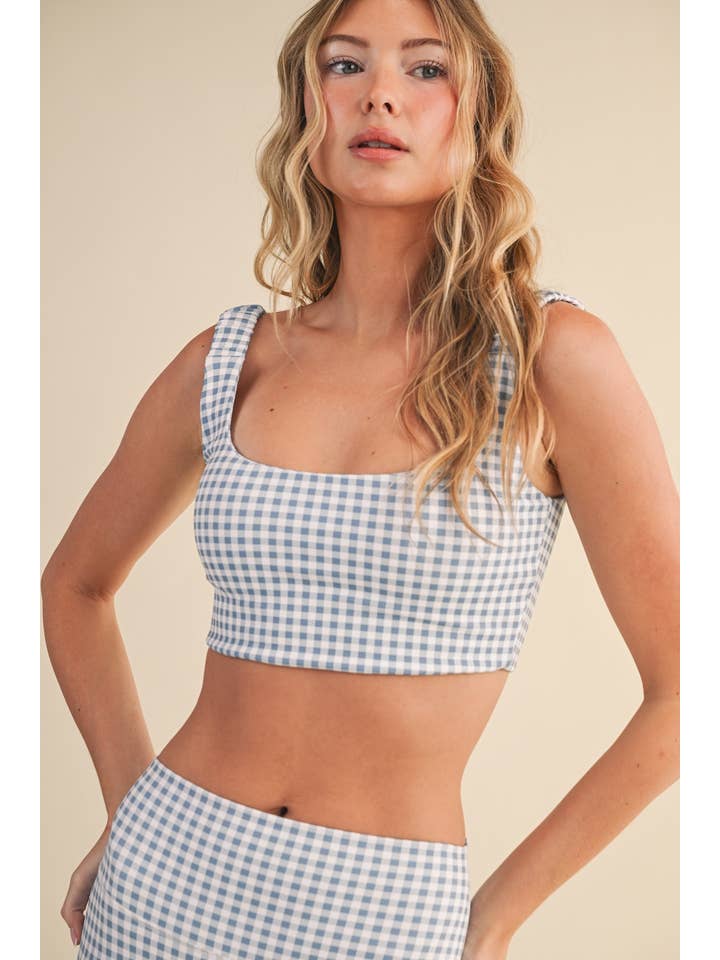 KIMBERLY C - Wholesale Sports Bra - Women's - Gingham Print Ruched Bra Top76