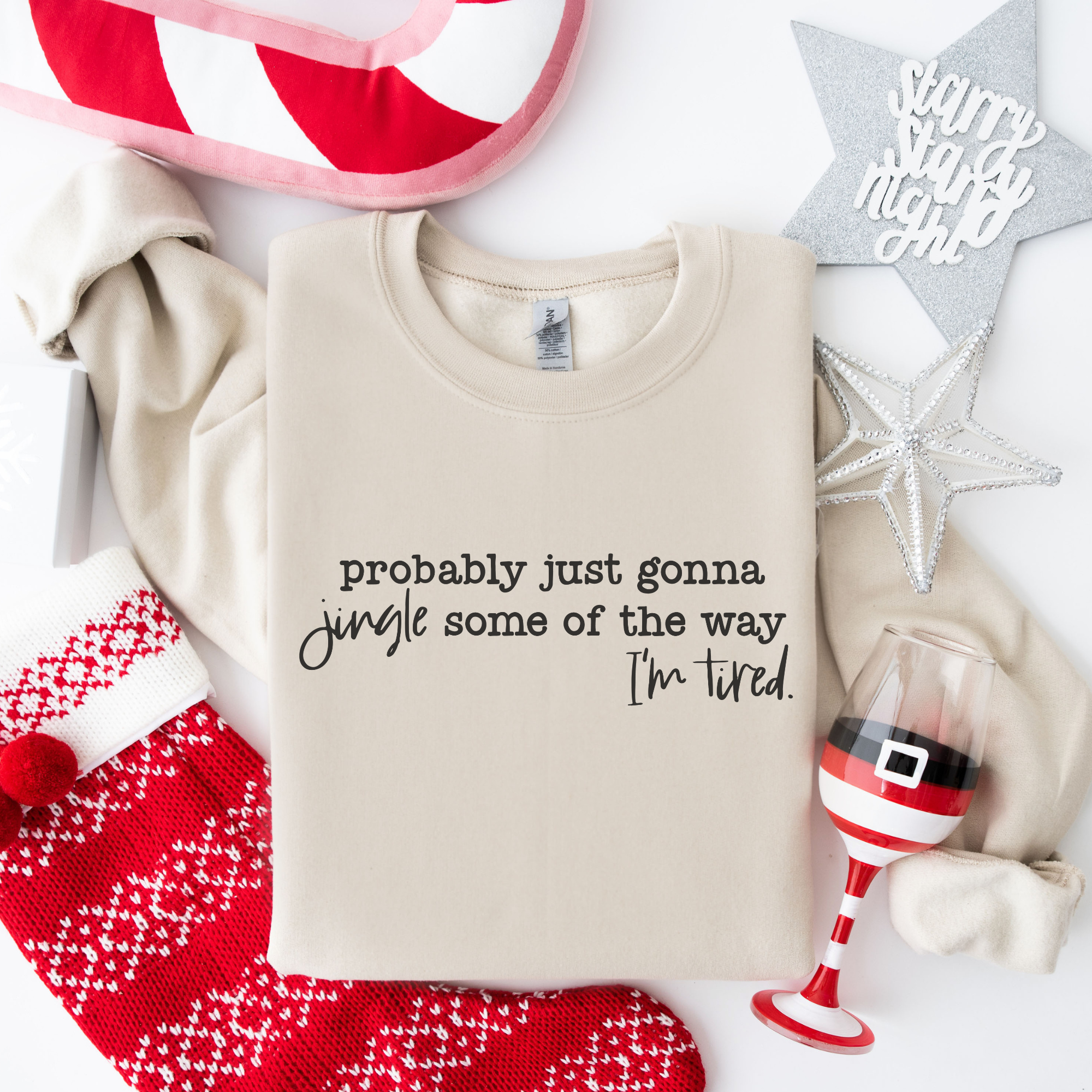 Trendznmore - Modern Graphic Apparel - Vente Sweat-shirt à imprimés – femme - Sweat-shirt de Noël drôle "Jingle Some of the Way"6