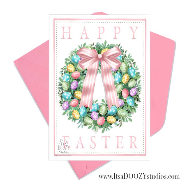 Sweet Easter Wreath - Easter Card With Matching Envelope for wholesale by It’s a Doozy Studios