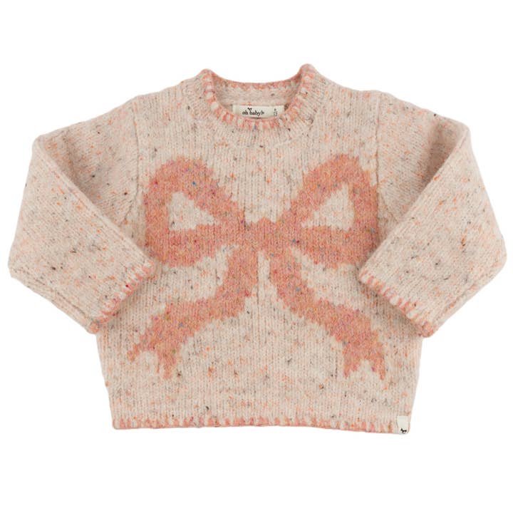 Stor Sløjfe Prikket Rullekant Strikket Pullover for engroshandel hos oh baby!