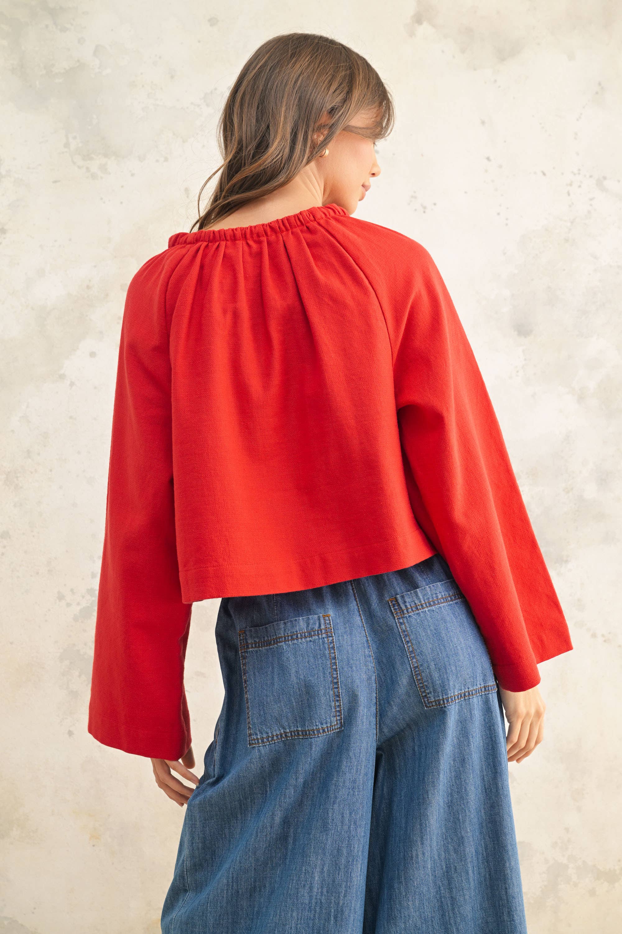 MIOU MUSE – Großhandel Strickjacke – Damen – Leinenmischung Cardigan mit Bindeband vorne16