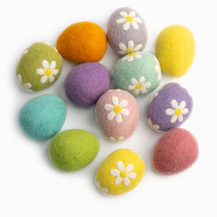 Global Goods Partners - Wholesale Classic Toy - Kids - Felt Floral Easter Egg - Set of 6