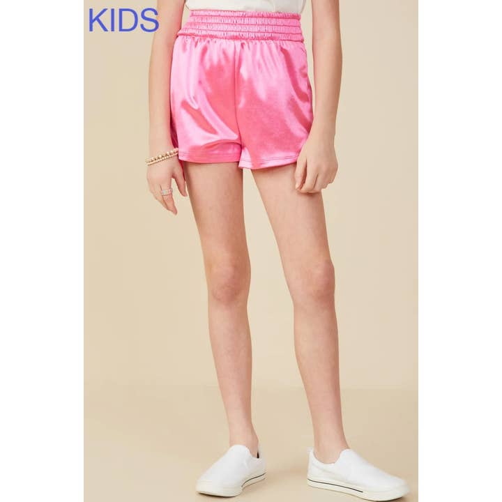 Paperdoll - Wholesale Shorts - Kids - Girls Smocked Elastic Waist Metallic Shorts