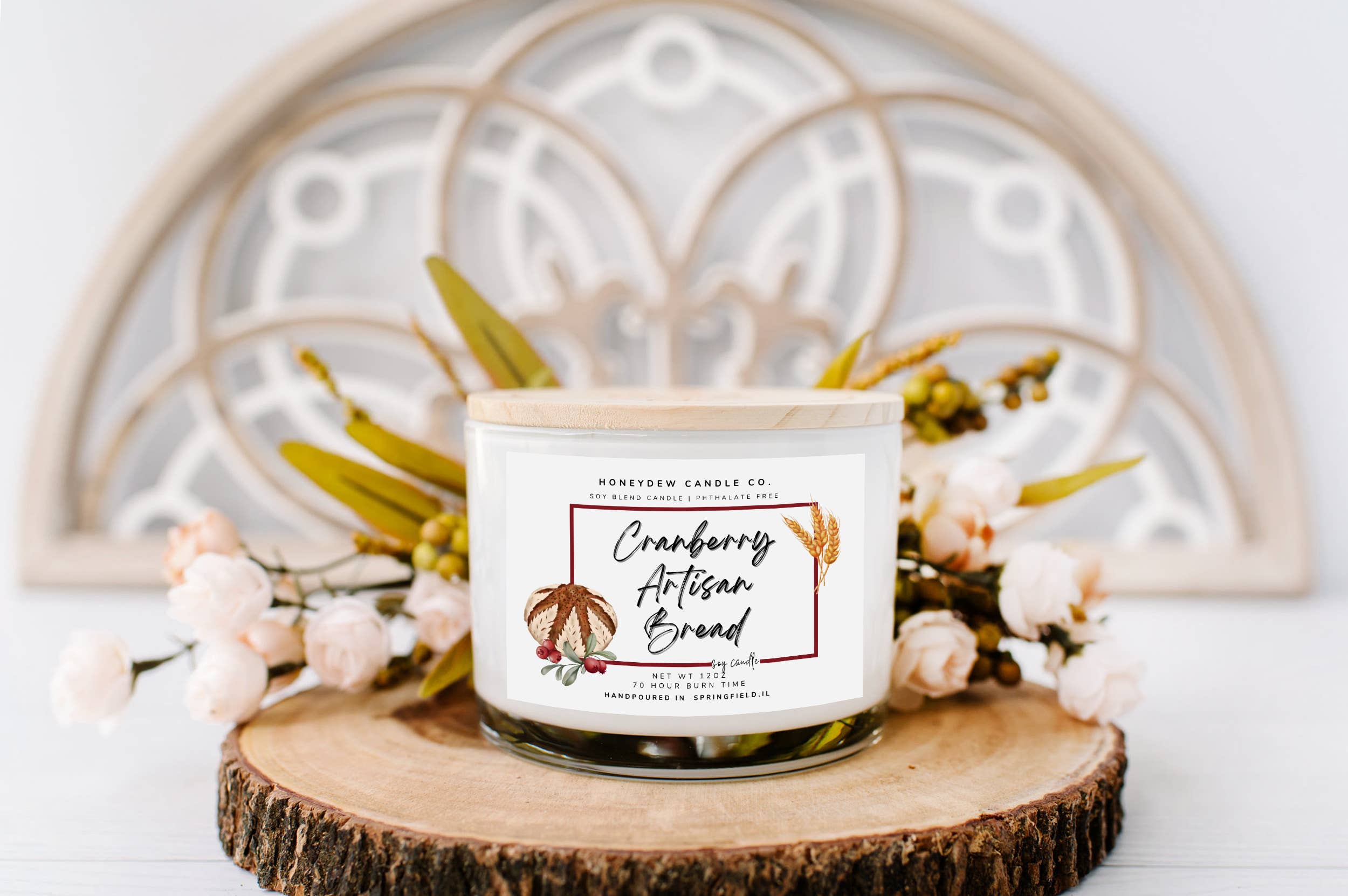 Honeydew Candle Co. - Wholesale Jar/Filled Candle - Cranberry Artisan Bread 3 Wick Candle 12 oz