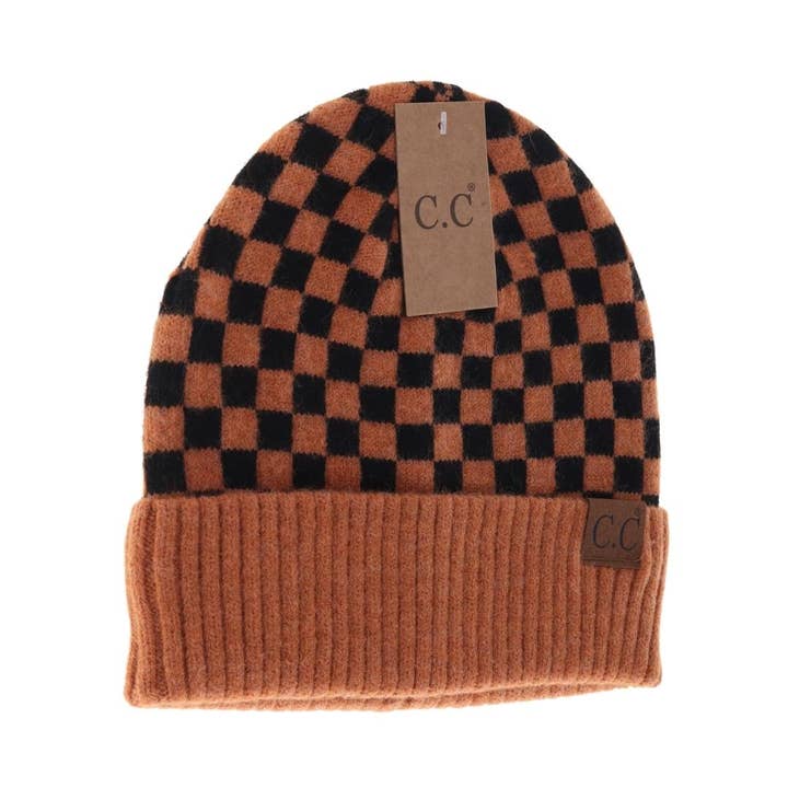 C.C Beanie - Wholesale Beanie - Women's - Checkered Pattern C.C Beanie HAT4003