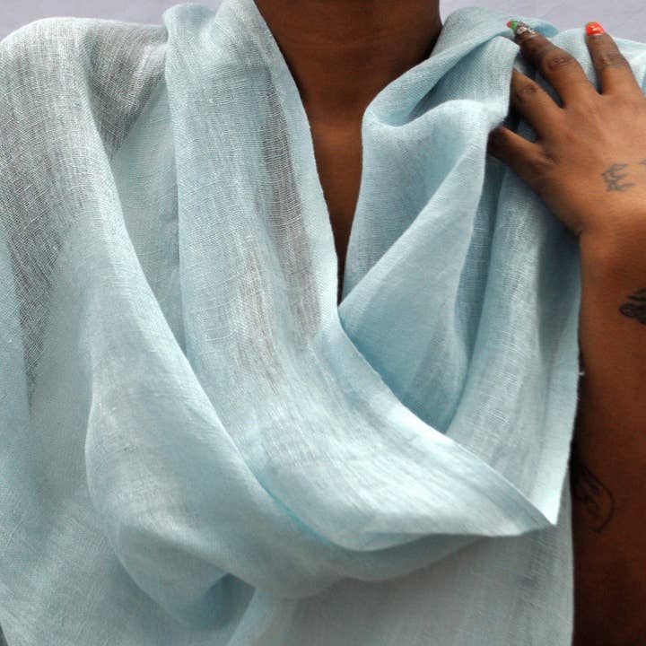 Sabahar - Wholesale Wrap - Women's - Telba Pure Linen Handwoven Shawl