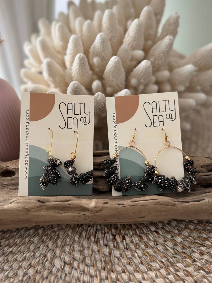 Pyrene Dotted Shell Hoop & Drop Earrings - Set of 2 for wholesale by Salty Sea Company