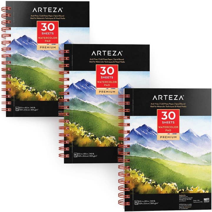 Arteza® Watercolor Pad 3-Pack, 5.5" x 8.5", 30 Sheets Each for wholesale by Plaid Crafts