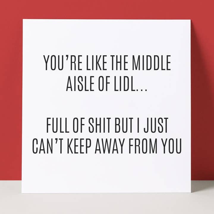 LIDL MIDDLE AISLE - ANNIVERSARY CARD for wholesale by Pack a Punch Designs