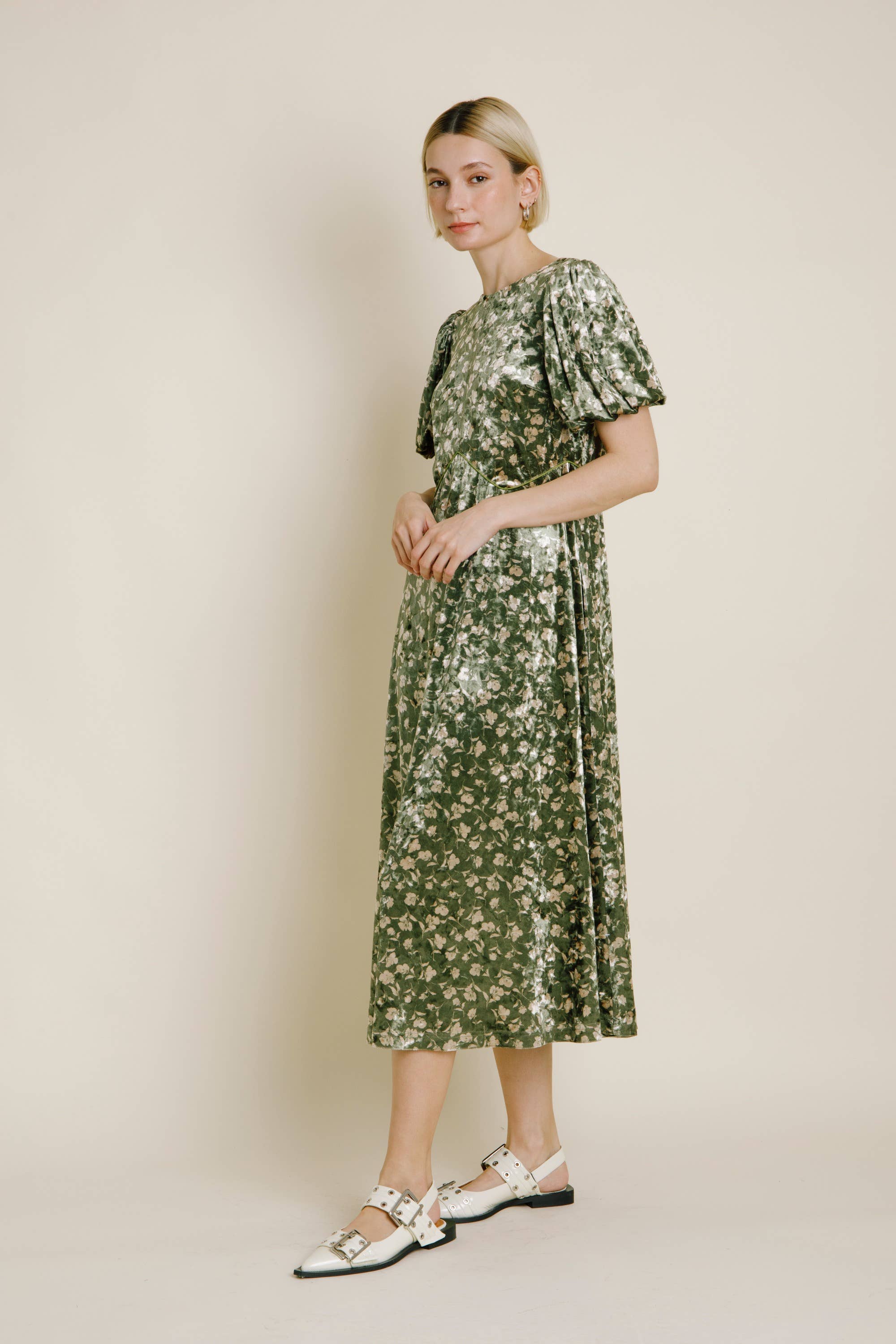 Aureum - Wholesale Dress - Women's - AD1754 - VELVET MIDI DRESS W/ CORDING5