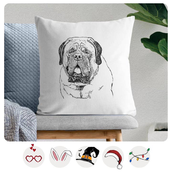 Jed the English Mastiff - Throw Pillow Cover for wholesale by Inkopious