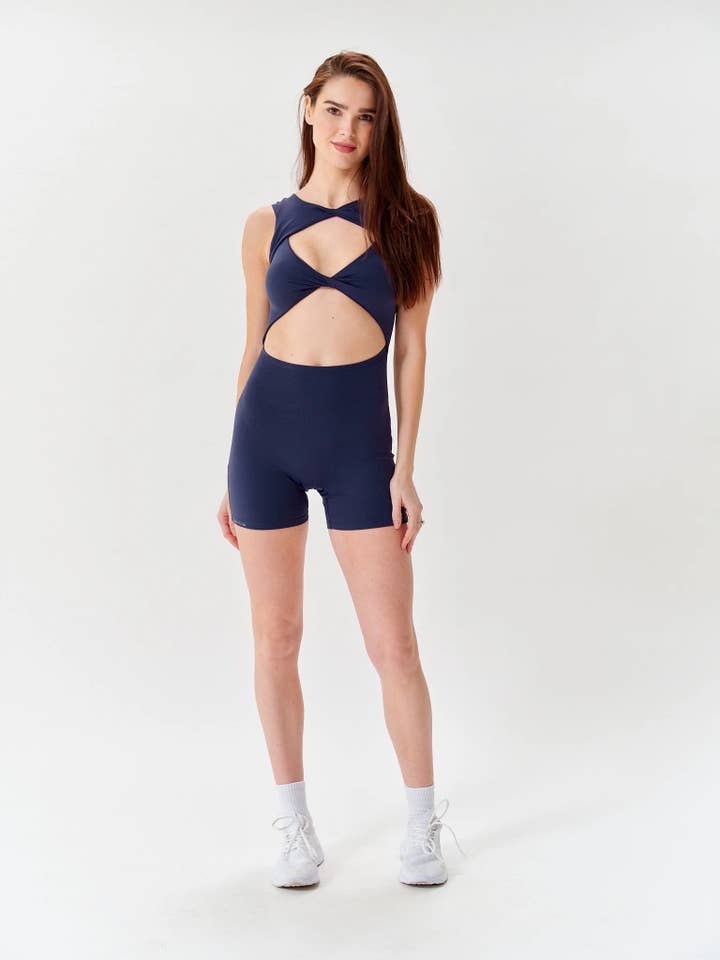 Navy Peek-a-Boo Onesie for wholesale by Revyve Active