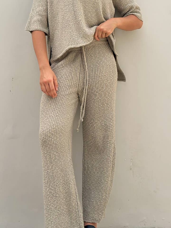 Thea Mocha Popcorn Yarn Mix Cotton Pants (LS) for wholesale by AMIRA Collective