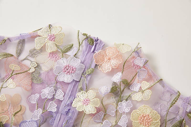 Productseeker - Wholesale Formele jurk - Dames - DR0270Y elegante avondjurk met bloemen in mesh en visstaart6