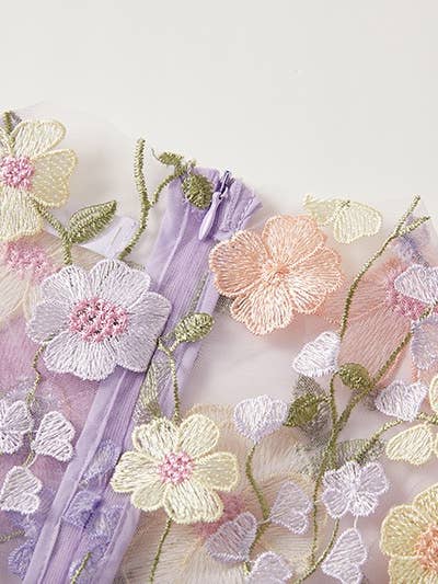 Productseeker - Wholesale Formele jurk - Dames - DR0270Y elegante avondjurk met bloemen in mesh en visstaart6