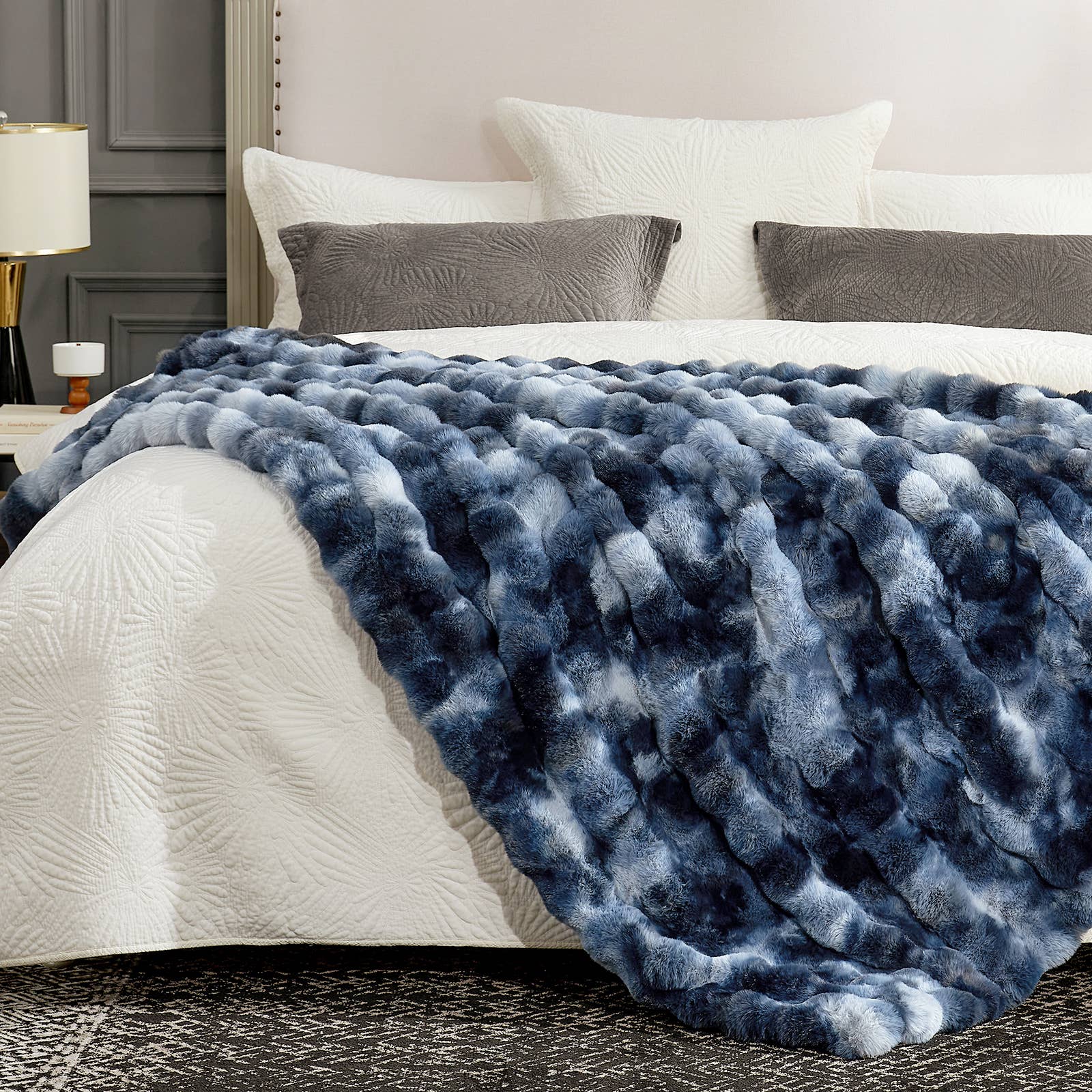 DreamValley - Wholesale Throw Blanket - CB Luxurious Faux Fur Bubble Throw Blankets, Tie-dye Color15