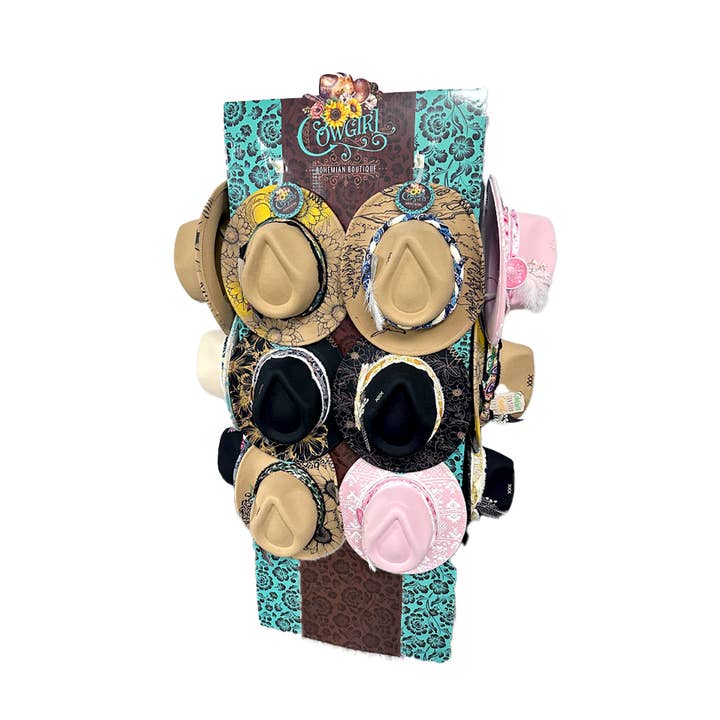 Novelty Brands - Wholesale Cowboy Hat - Women's - Cowgirl Hat Assortment - 12 Piece Floor Display