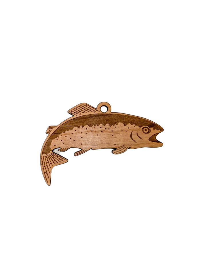 Trout Ornament for wholesale by Woodcutts Inc.