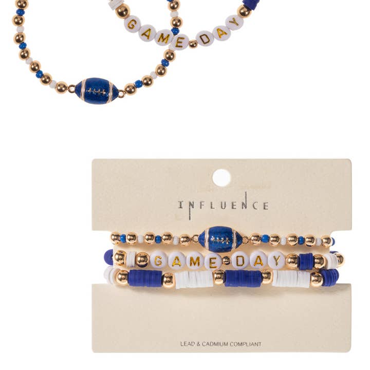 Designature New York - Wholesale Beaded Bracelet - Football Enamel Game day Beaded Stretch Bracelet