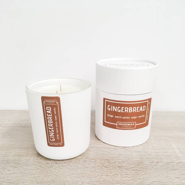 GINGERBREAD - Matte White Glass Vessel for wholesale by Moodwax Candle