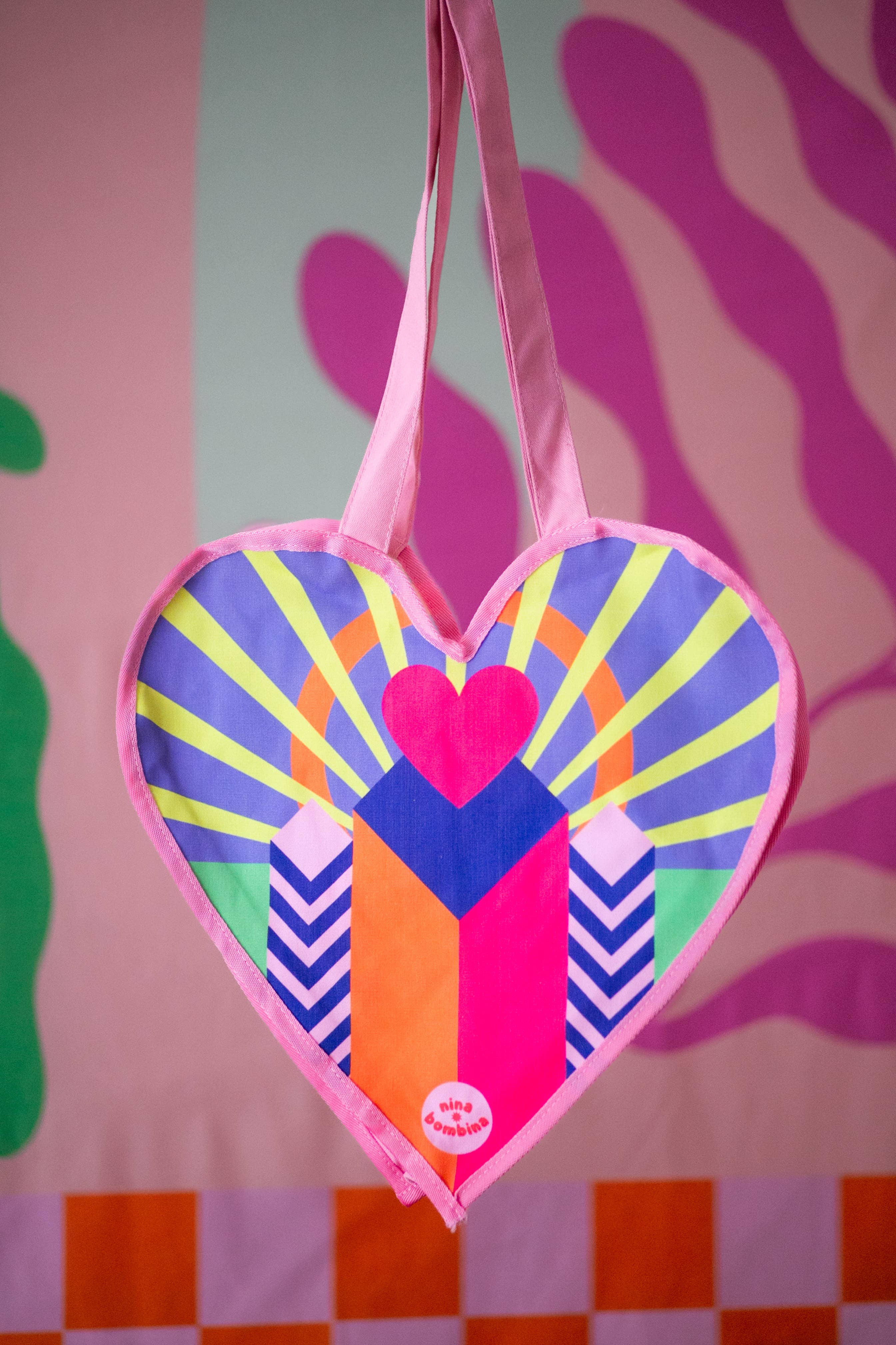 Nina Bombina – wholesale Tote bag – Women's – Tote bag heart shaped colourful graphic cotton canvas4