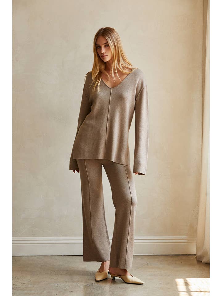 TAUPE CP9275 - Erina Lounge Wear Sweater Knit Pants for wholesale on Faire