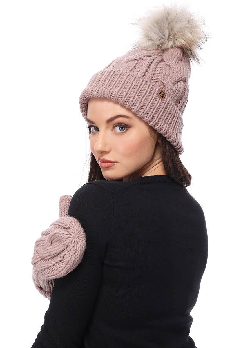 Fashion City - Wholesale Beanie - Women's - Women's Faux Fur Pom Beanie Hat with Sherpa Lining8