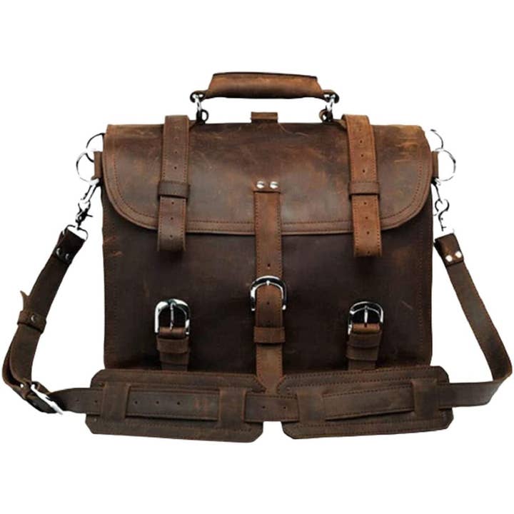 Tuzech Leather - Wholesale Messenger Bag - Men's - Men's Retro Full Grain Leather Briefcase Shoulder Bag
