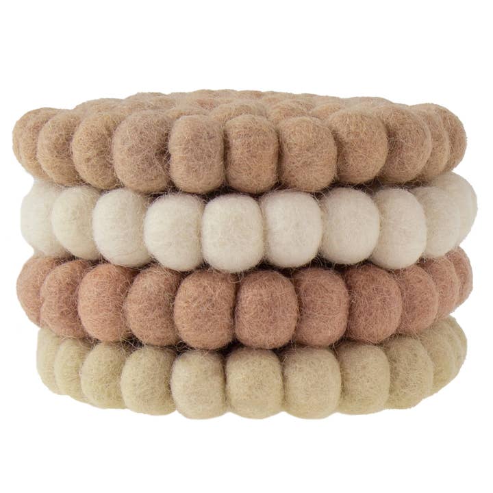 Global Crafts - Wholesale Coasters - Rose Quartz Tonal Felt Ball Coasters, Set of 43