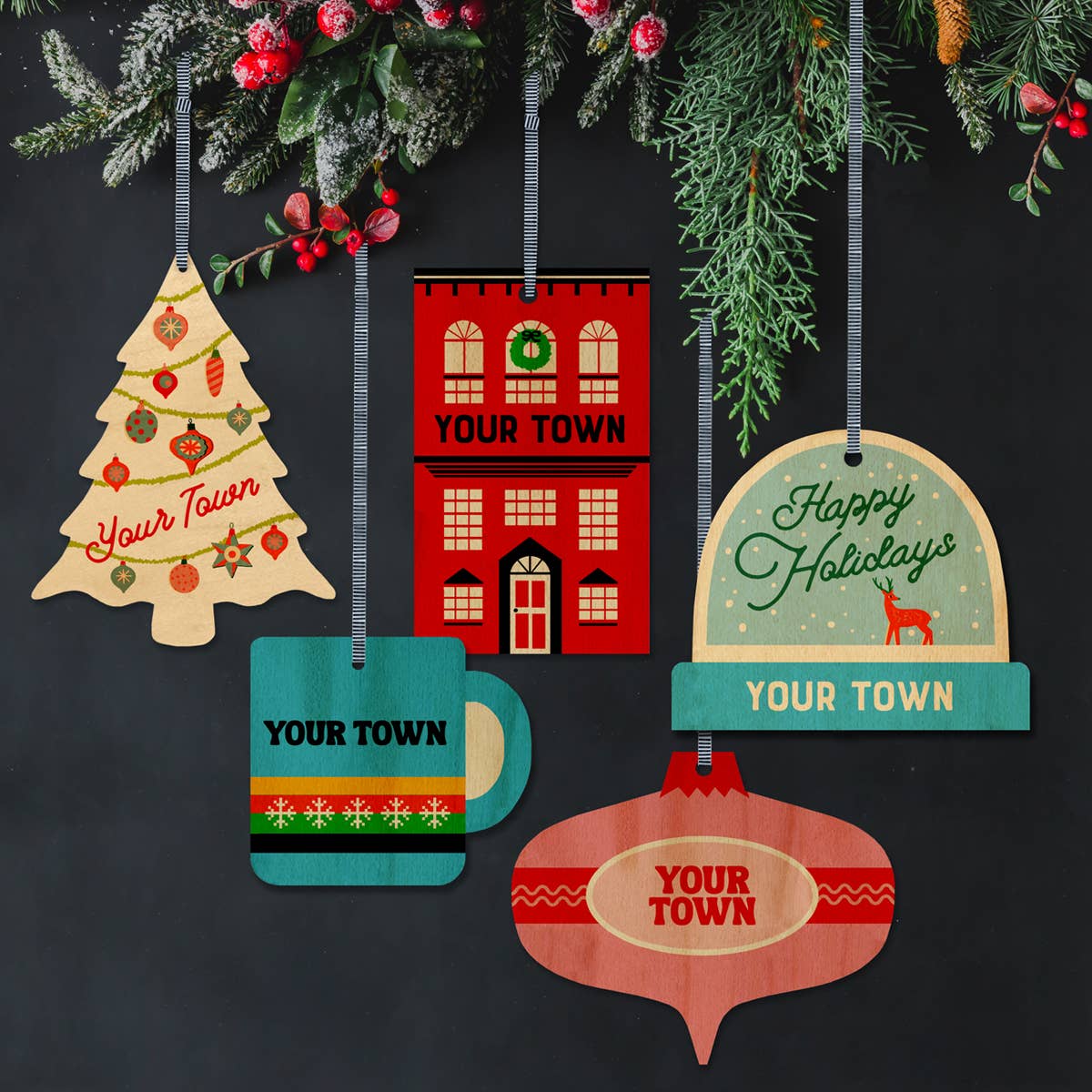 Rock Scissor Paper - Vendita all'ingrosso Decorazione - Decorazione Natalizia Porta d'Ingresso, Design con Nome della Città e Stato6