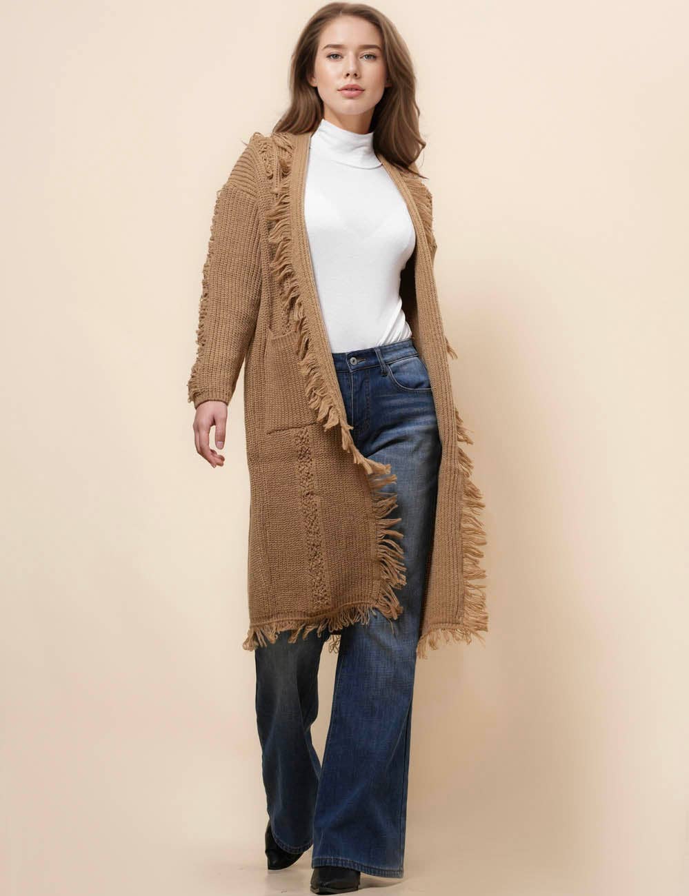 Sweetkama – wholesale Cardigan – Women’s – Ladies Solid Color Tassels Open Front Cardigan SKT410882