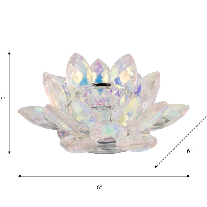 Glass Faceted Lotus Pillar Candle Holder - Pink, 2 in. for wholesale by Sagebrook Home