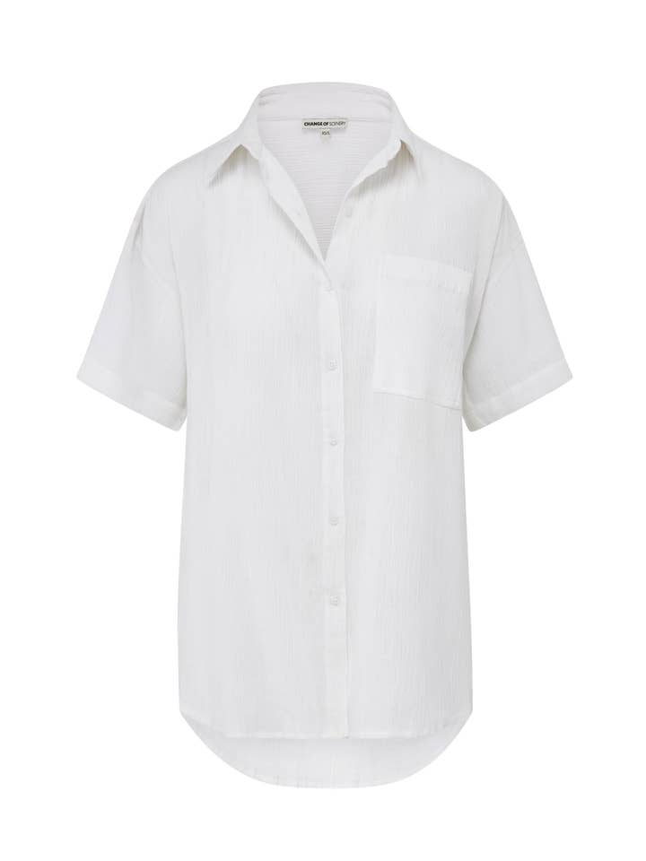 Chemise en coton mélangé blanc frais *Michelle* pour la vente par Change of Scenery