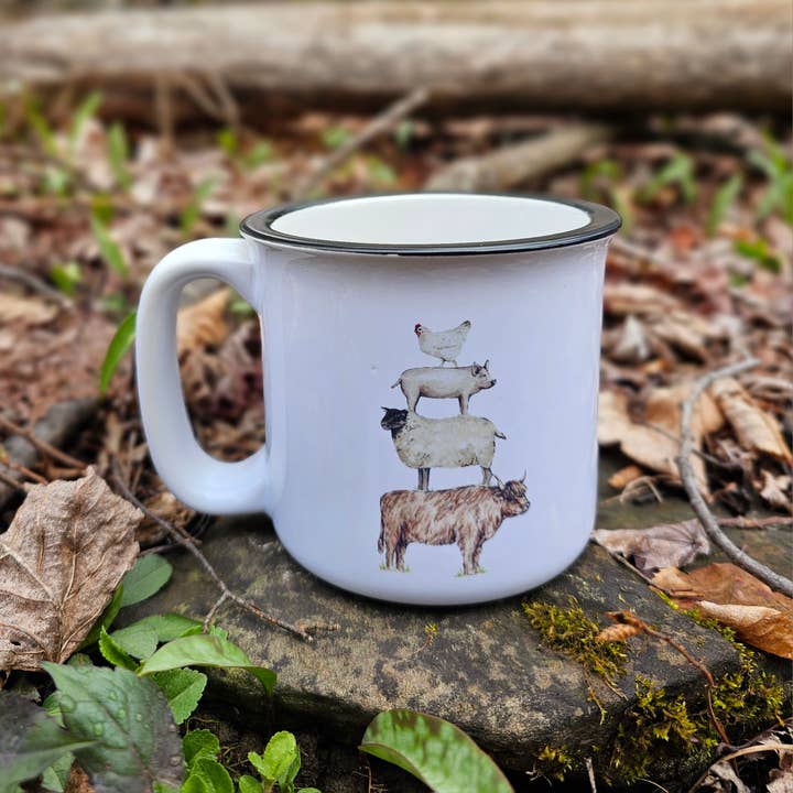 The Cranberry Finch - Wholesale Coffee Mug - Farm Animal Stack Coffee Mug