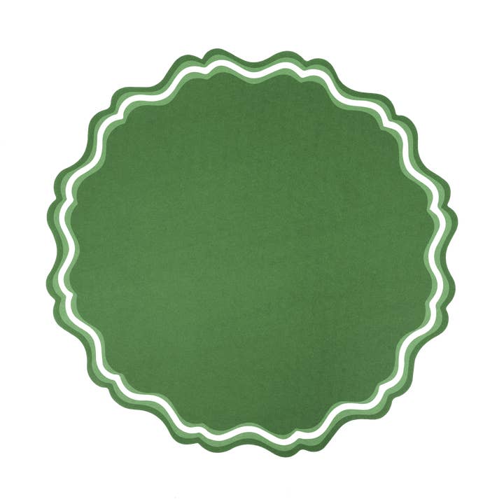 MCL23-PL4- Sets de table en papier festonné vert fantaisie pour la vente par Gatherings by Curated Paperie