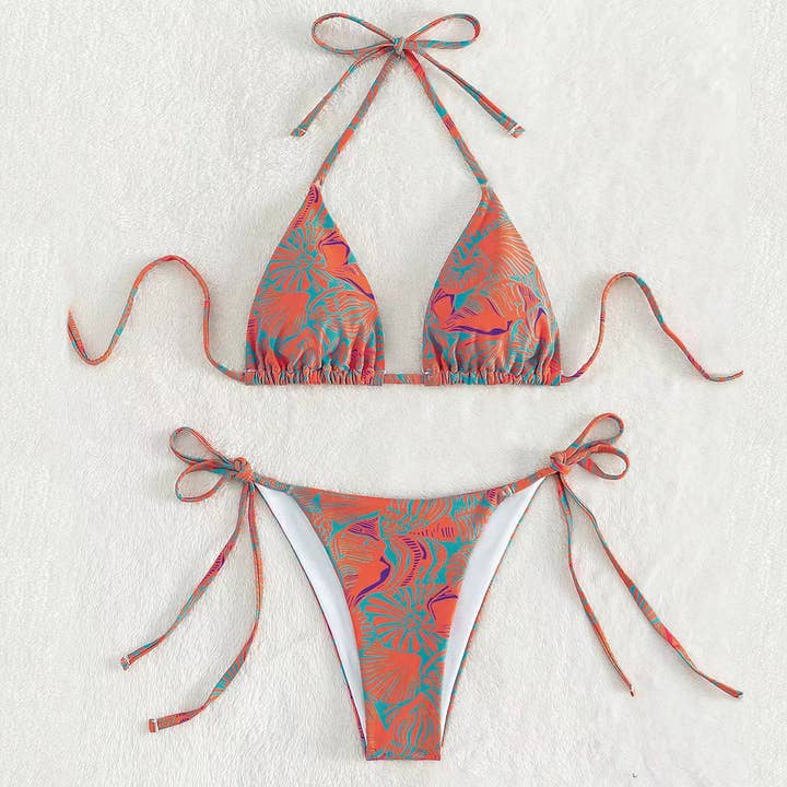 Sweetkama - Wholesale Two Piece Swimsuit - Women's - 2 Piece Flower Print Bikini Swimsuit