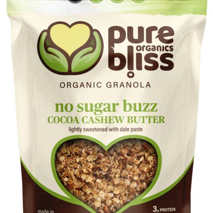 Pure Bliss Organics - Wholesale Granola - No Sugar Buzz Cocoa Cashew Butter Date Sweetened - 12oz0