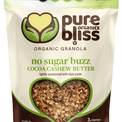 Pure Bliss Organics - Wholesale Granola - No Sugar Buzz Cocoa Cashew Butter Date Sweetened - 12oz0