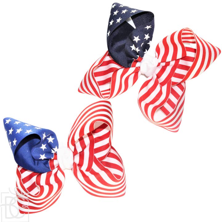 Beyond Creations, LLC - Wholesale Hair Bow - Kids - STARS AND STRIPES GROSGRAIN BOW