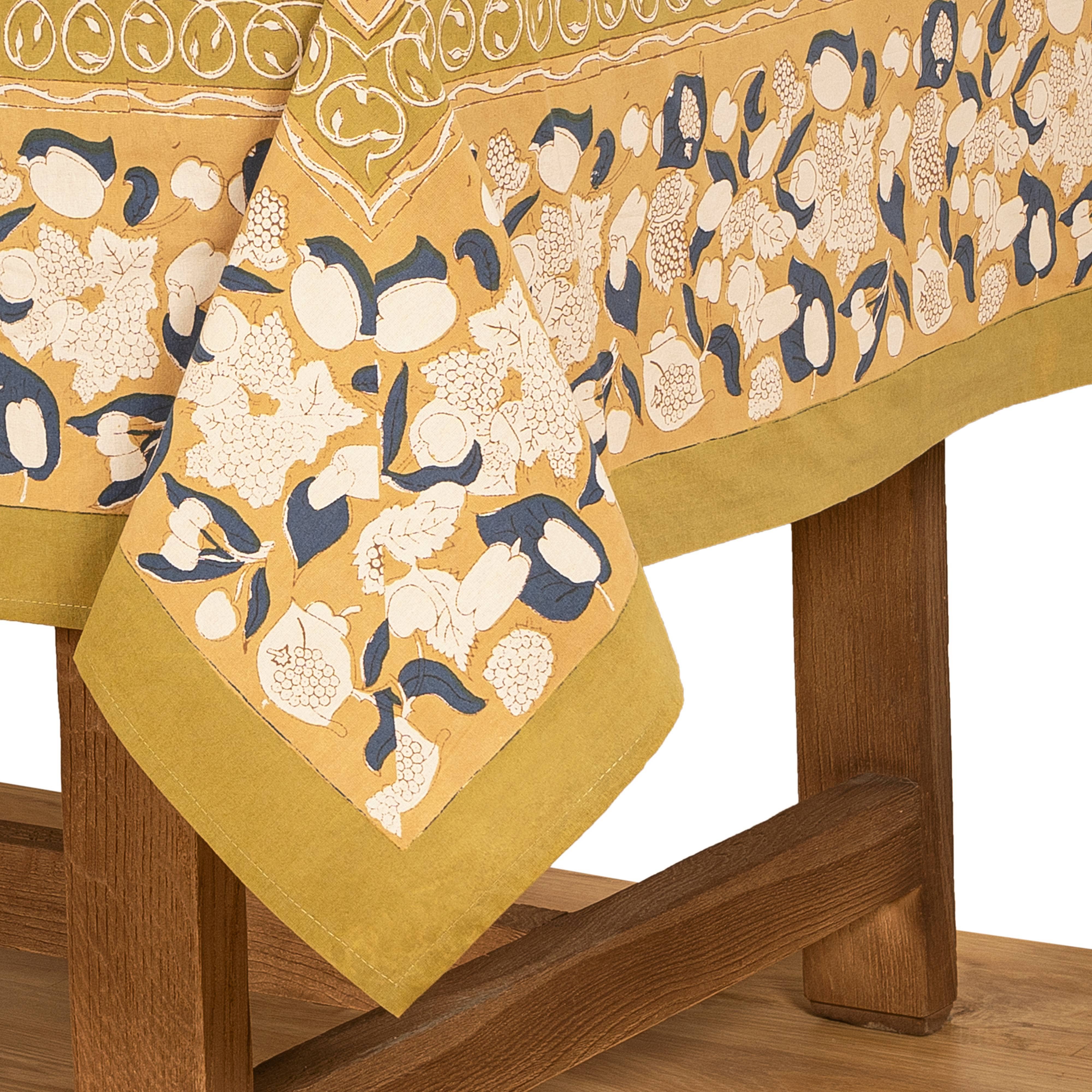 Couleur Nature - Vente Nappes - Nappe Forest Harvest moutarde et bleu | Couleur Nature14