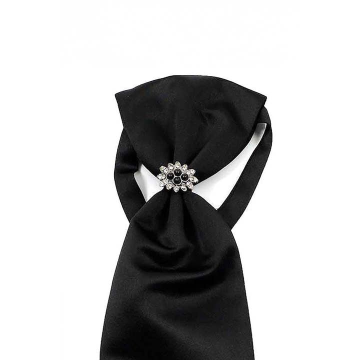 Ascot Tie With Jewel Ring - Black for wholesale on Faire1
