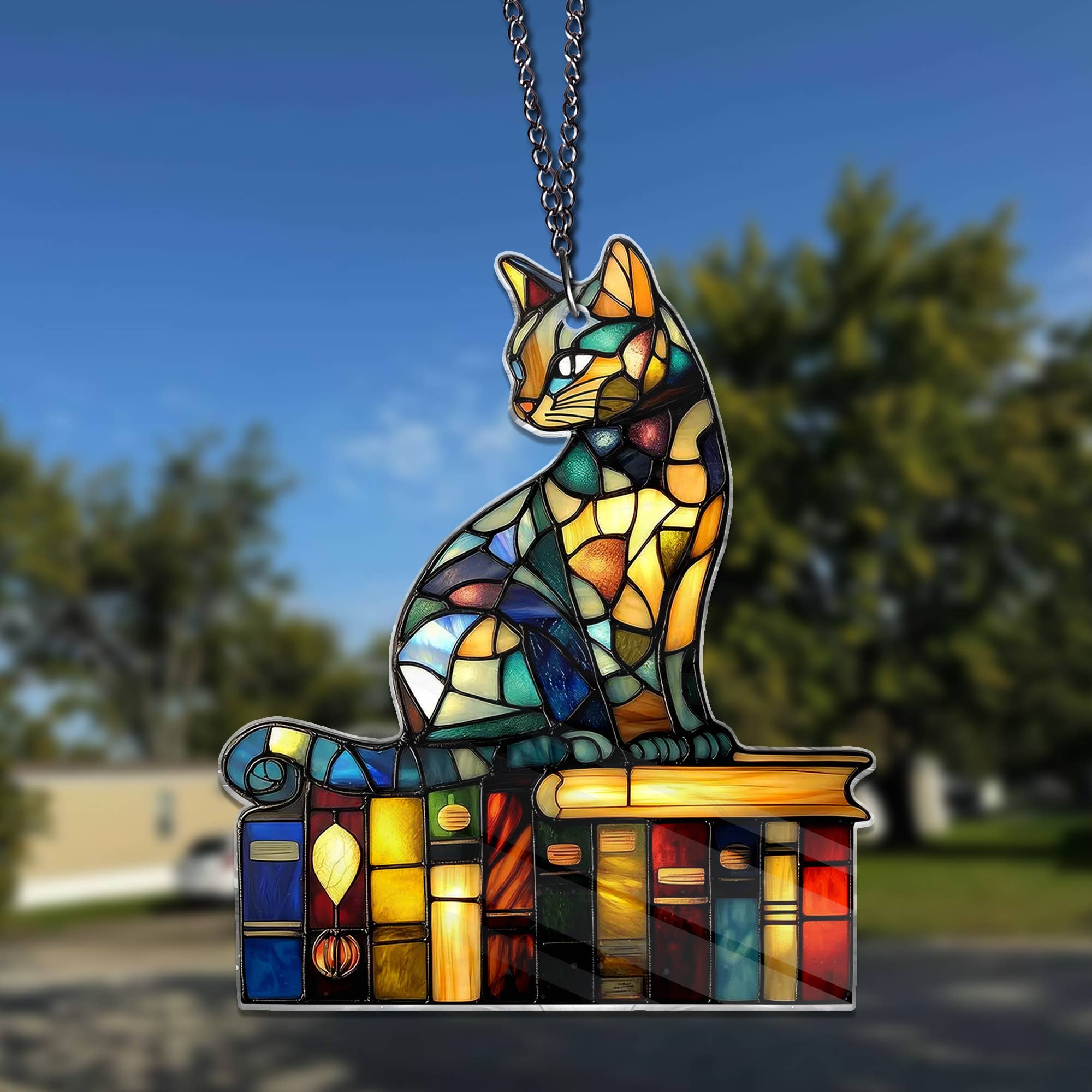 Merchemy - Wholesale Wall Decor - Kids & Baby - Cat And Book ACRYLIC Ornament Reading Cat Window Hanging8