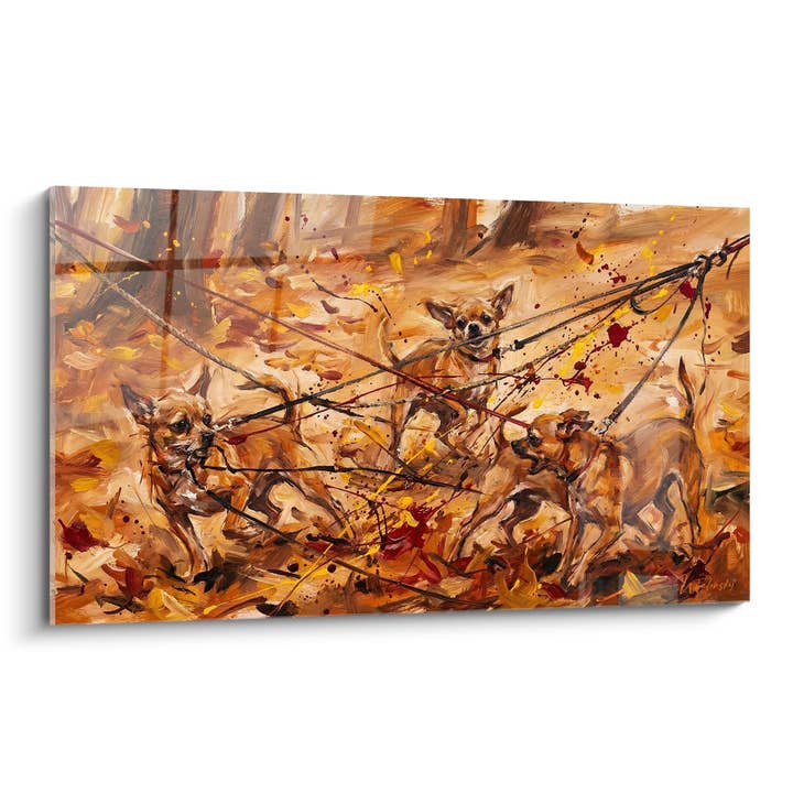 Dynamic Action Chihuahuas Table - Autumn Explosion - Chihuahua Table Edition for wholesale by Walensky