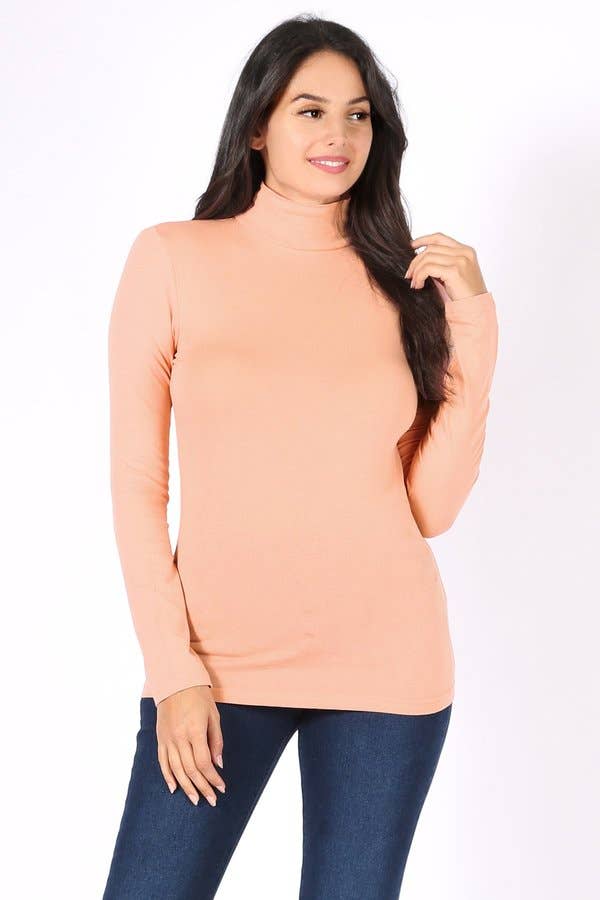 Color 5 - Wholesale T-Shirt - Women's - Solid color turtle neck long sleeve cotton lycra t shirt9