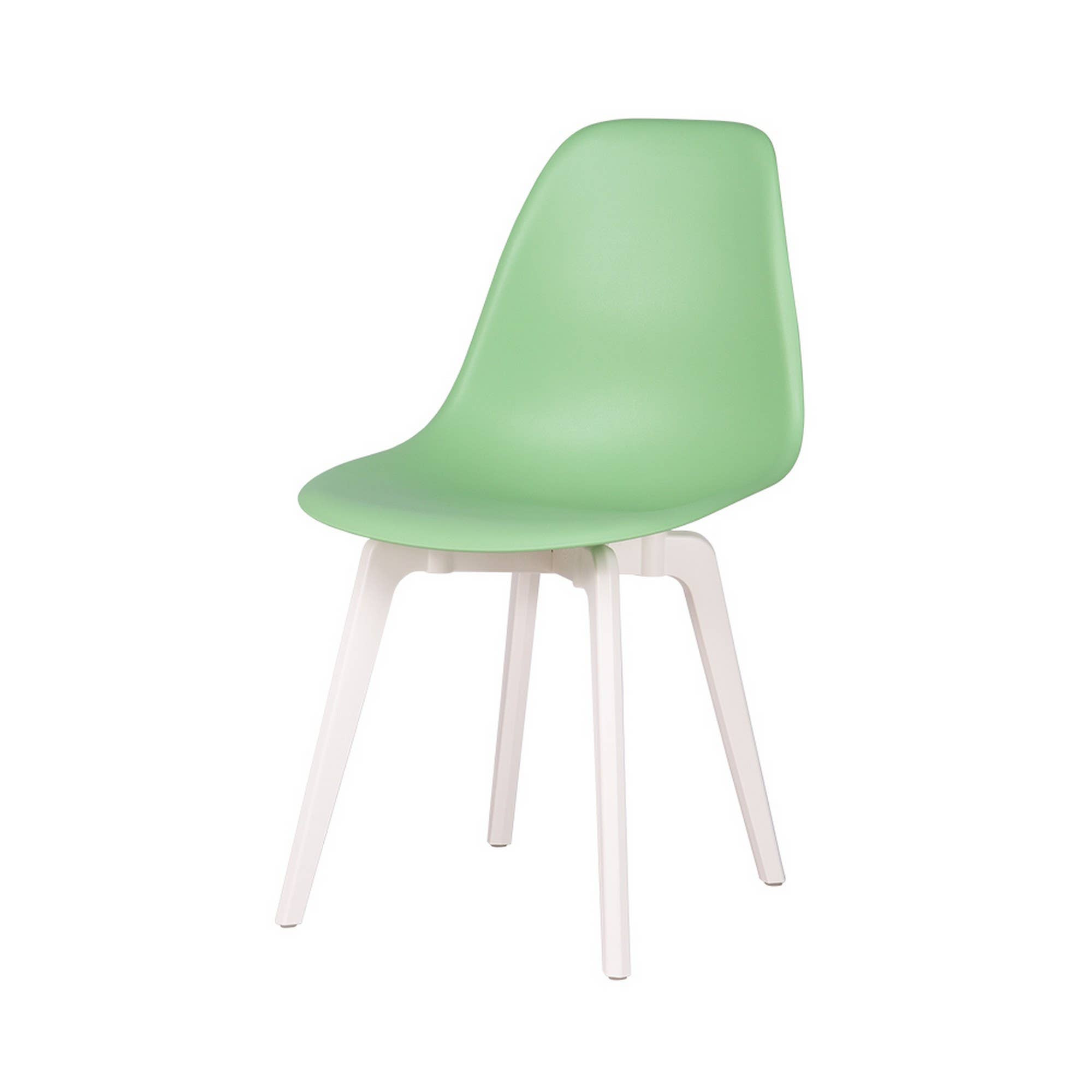 HomeRoots - Vente Chaises - Ensemble de quatre chaises de salle à manger en plastique robuste vert menthe et blanc3
