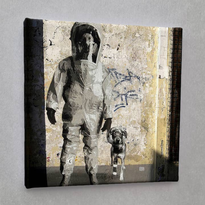 #00090 astronauta gravado tela de arte de rua por atacado de Eicie