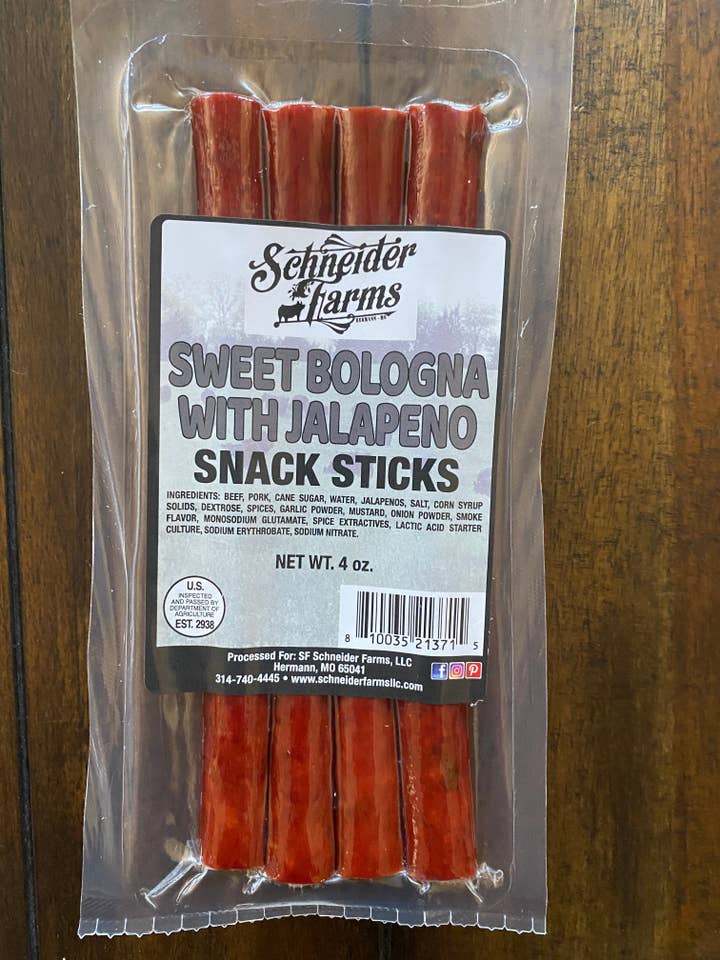 Sweet Bologna with Jalapeno Snack Sticks for wholesale by Schneider Farms