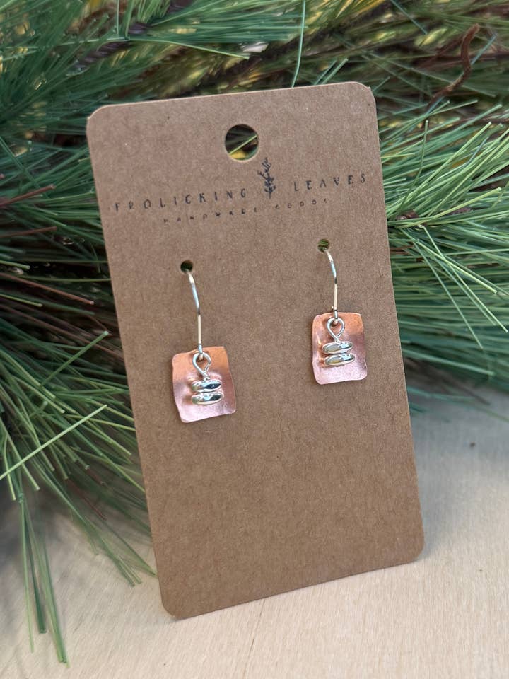 Bent Copper & Hematite Earrings for wholesale by Frolicking Leaves
