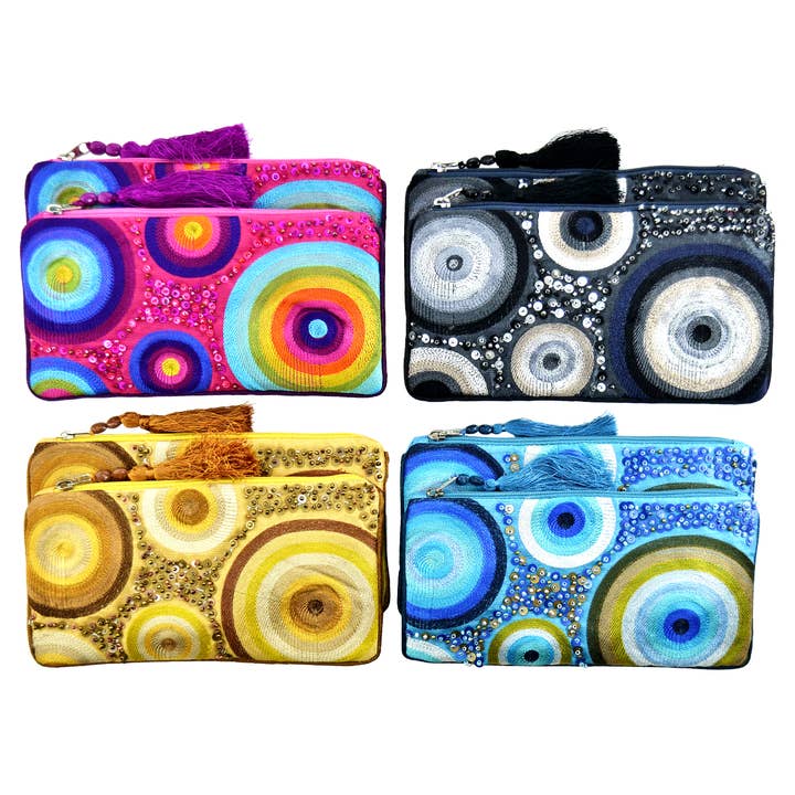 Pochette brodée de perles de rocaille 4 cercles déco assortis pour la vente par Erik & Mike