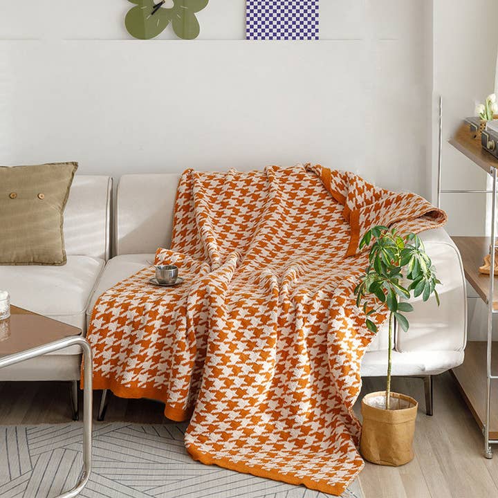 ACCITY - Wholesale Throw Blanket - VERSATILE HOUNDSTOOTH KNITTED WOOL THROW BLANKET_CWMM2386